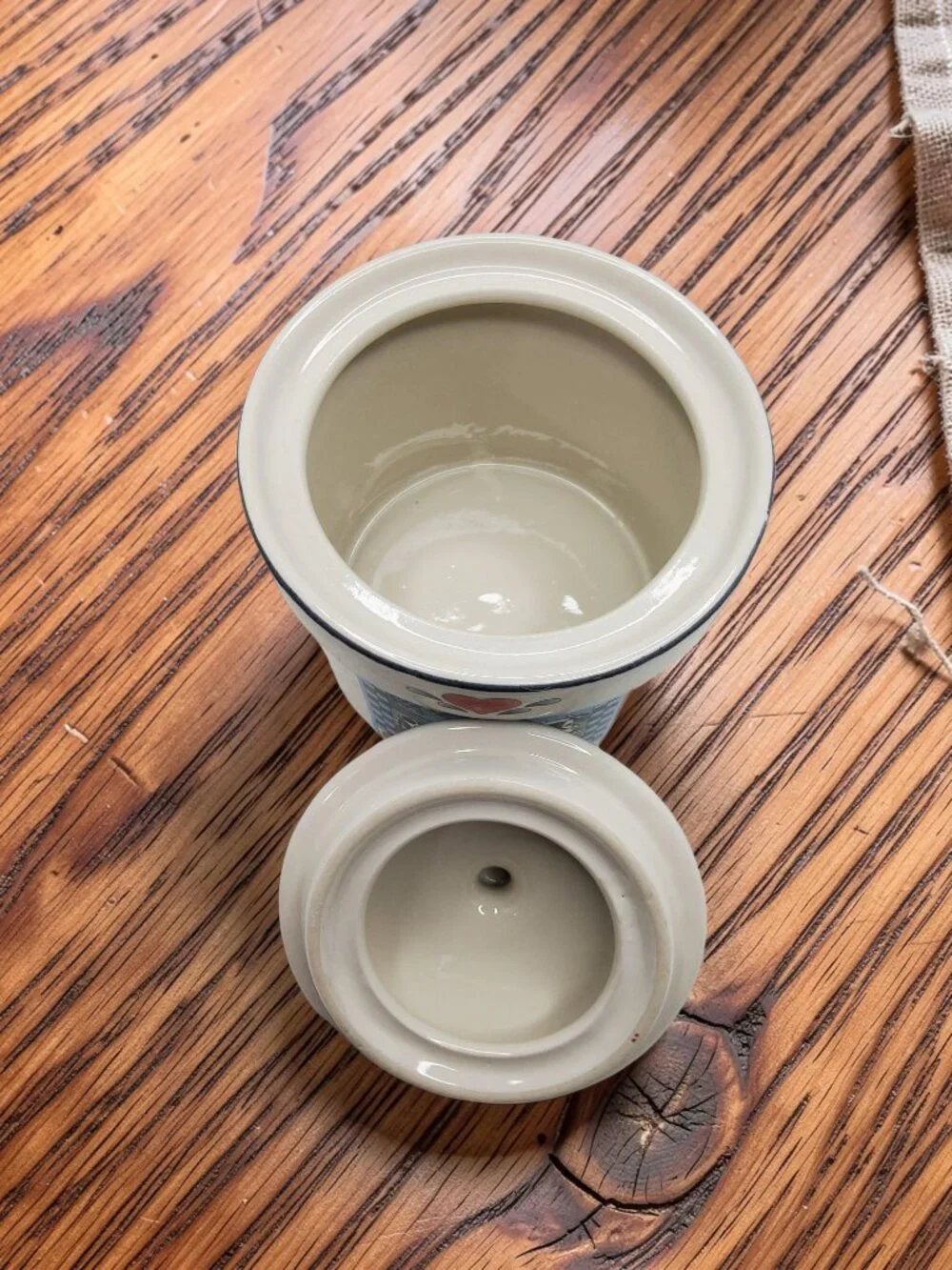 vintage transfar international ceramic checkerboard farms small crock